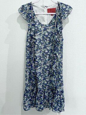 Zac Posen Feminine Floral Ruffle Mini Dress Dainty Lightweight preppy